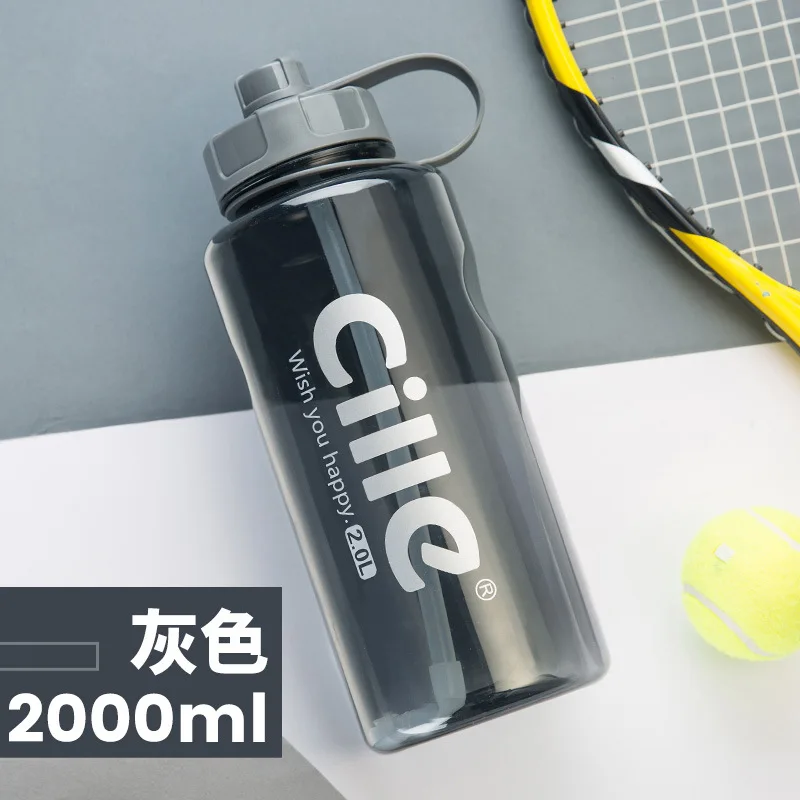 Cille бренд 1000 мл BPA бесплатно Спортивная бутылка для воды с соломинкой 1Л 2л 3л пластиковая бутылка для воды