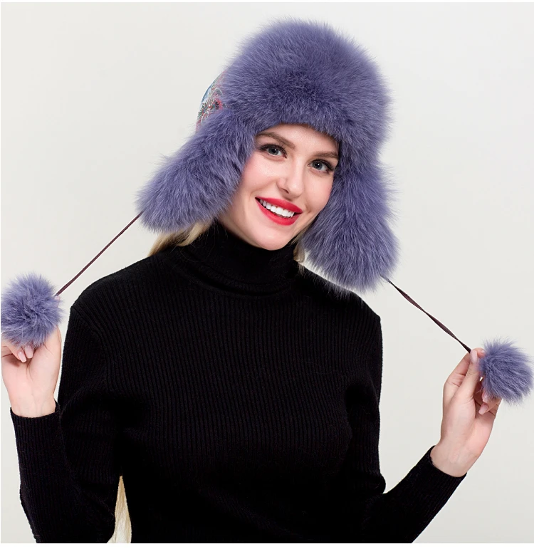 ZDFURS* женская шапка из натуральной Лисы Зимняя ушанка шапка-ушанка Россия Снег Ветер толстый теплый мех натуральная овчина кожаные кепки