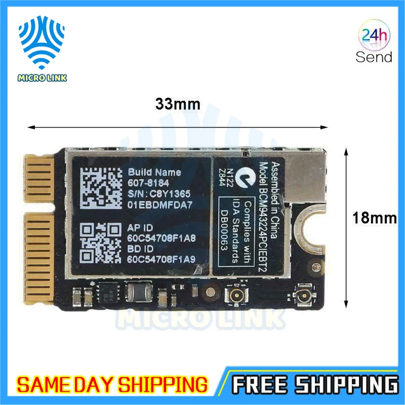 Б/у карта BCM943224PCIEBT2 для Apple MacBook Air 11 A1370 A1465 13 дюймов A1369 A1466 2010 2011 2012 год | Компьютеры и