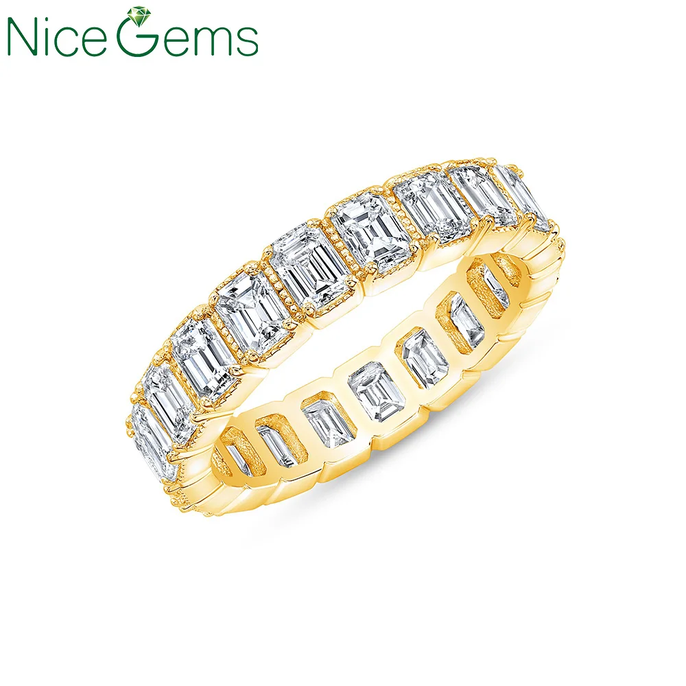 Однотонный браслет niceems из белого золота 14 к 4CTW изумруд моисанит милгранат