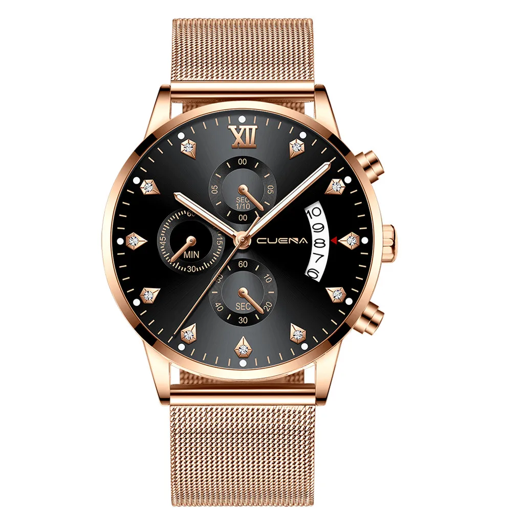 

Gold Quartz Watch With Stainless Steel Mesh Belt For Men Smart Watches Android Watch For Boys Luxury Watch Men Designer Brand