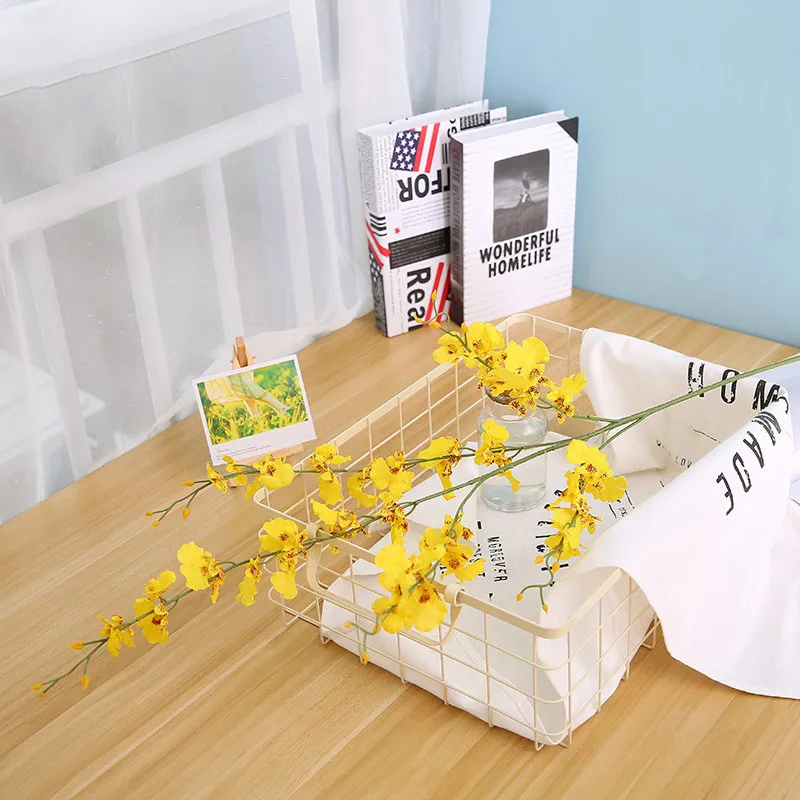 

1PC Creative Gifts Handmade Beautiful Wedding Artificial Yellow Flowers Oncidium Party Home Desktop Fake Flowers Decorations