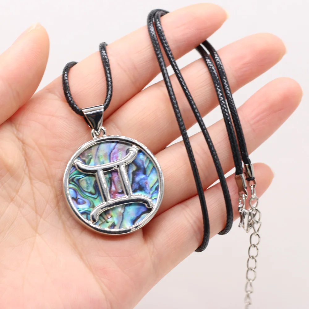 

Natural Round Abalone Shell Mother of Pearl Shell 32x32mm Necklace Pendants Accessories for Women Jewelry Gift Length 55cm