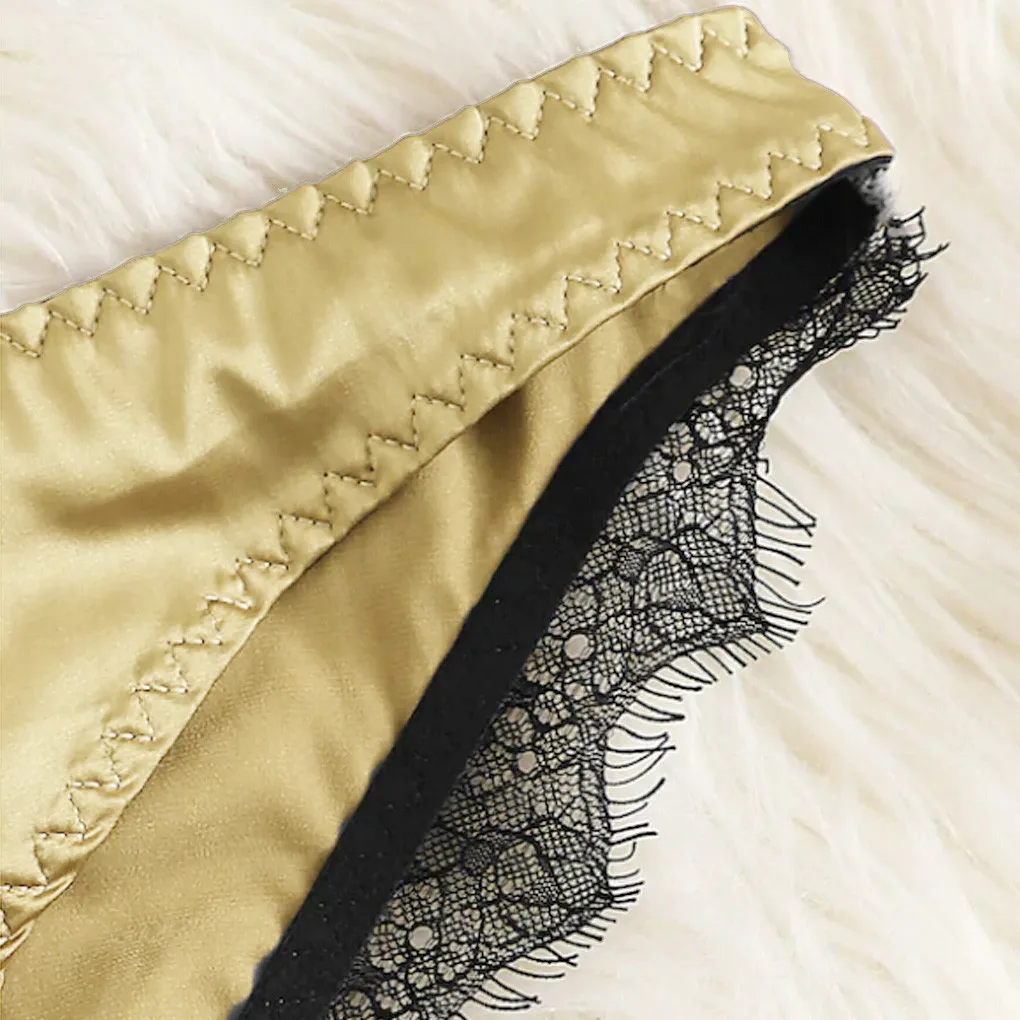 Женский комплект нижнего белья атласный кружевной с бюстгальтером в стиле