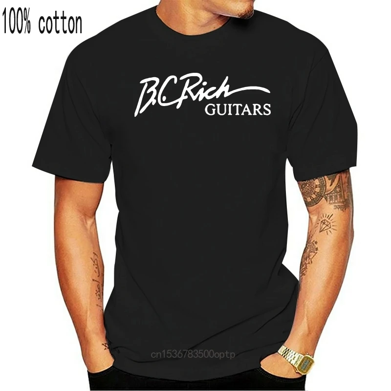

New BC B.C. Rich Guitars White Black T-Shirt Men's S To 5XL