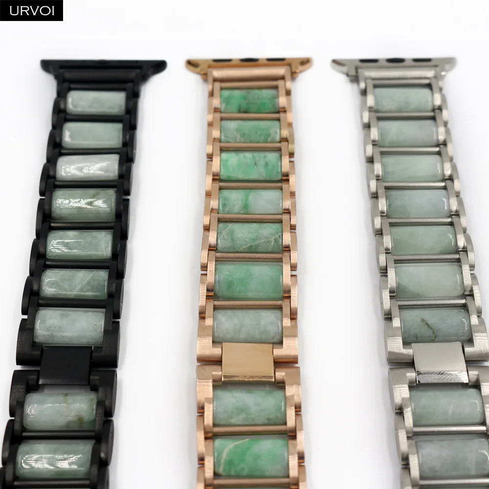 Браслет URVOI для Apple Watch series 6 SE 5 4 3 2 1 браслет из нержавеющей стали с агатовым
