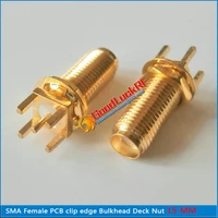 10x pcs rf connector socket sma female jack center solder pcb bulkhead nut clip edge mount lengthen 15mm coaxial rf adapters