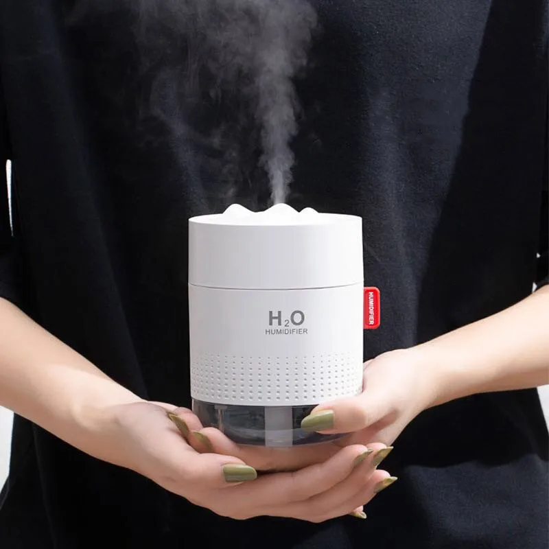 

500ML Large Capacity USB Type Warm Light Snow Mountain Air Humidifier Car Mist Maker