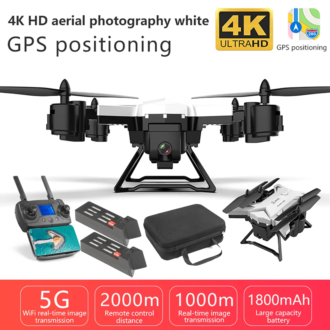KY601G White 2 Batte Квадрокоптер KY601S KY601G 4K HD камера 5G wifi HD камера 1080P складной Дрон с широкоугольным FPV Профессиональный квадрокоптер - Цвет: KY601G White 2 Batte