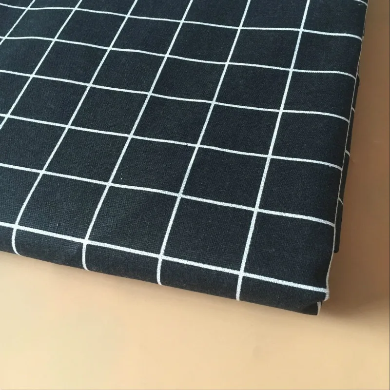 Plaid Series Geometric Patterns Printed Cotton Linen Fabric DIY Sewing Linen Cotton Fabric Canvas Material Tablecloth Pillowcase