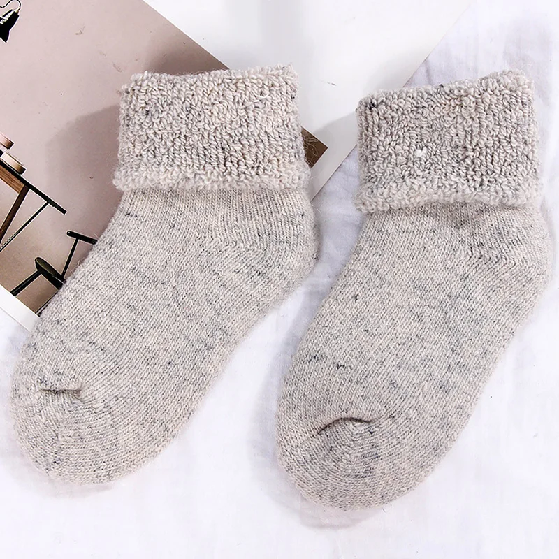 Толстые детские носки из натуральной шерсти зимние мягкие теплые для детей