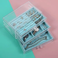 acrylic three layer jewelry organizer earrings ring necklace jewelry storage boxes large space jewelry cases stand display gifts