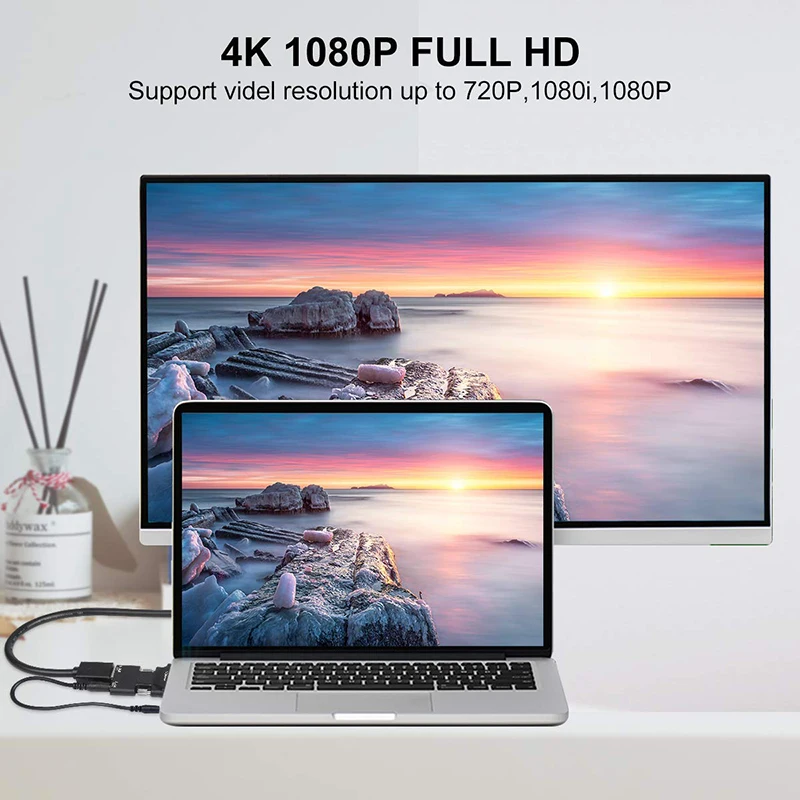 HDMI совместимый адаптер VGA TV Box 1080P PC Aux Jack 3 5 Видео Аудио кабель конвертер Проектор