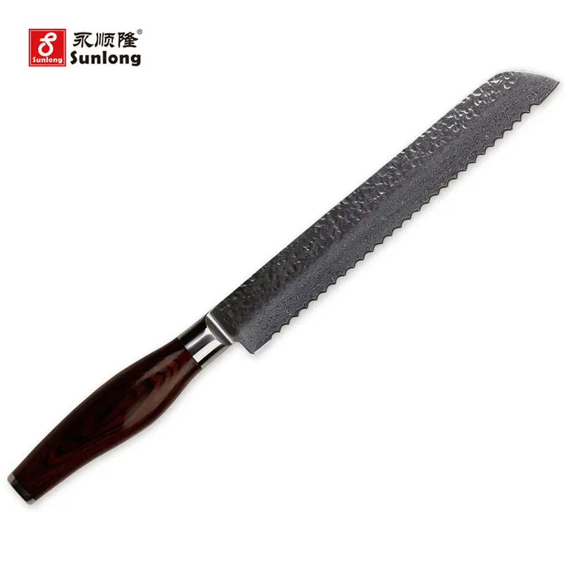 Нож для хлеба Sunlong зубчатый японский молоток из дамасской стали 8 дюймов слайсер с