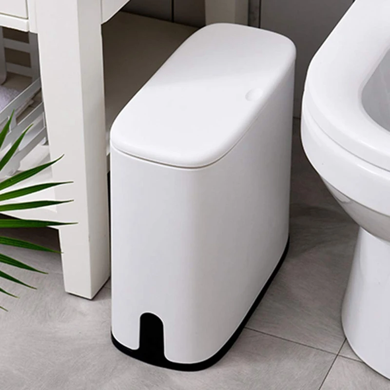 

2.4 Gallon Rectangular Trash Can Wastebasket, Small Trash Can with Lid, Garbage Container Bin for Bathroom,Changing Room