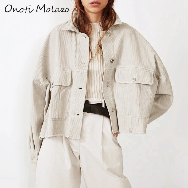 Женское вельветовое пальто Onoti Molazo Повседневная Уличная одежда на осень и зиму