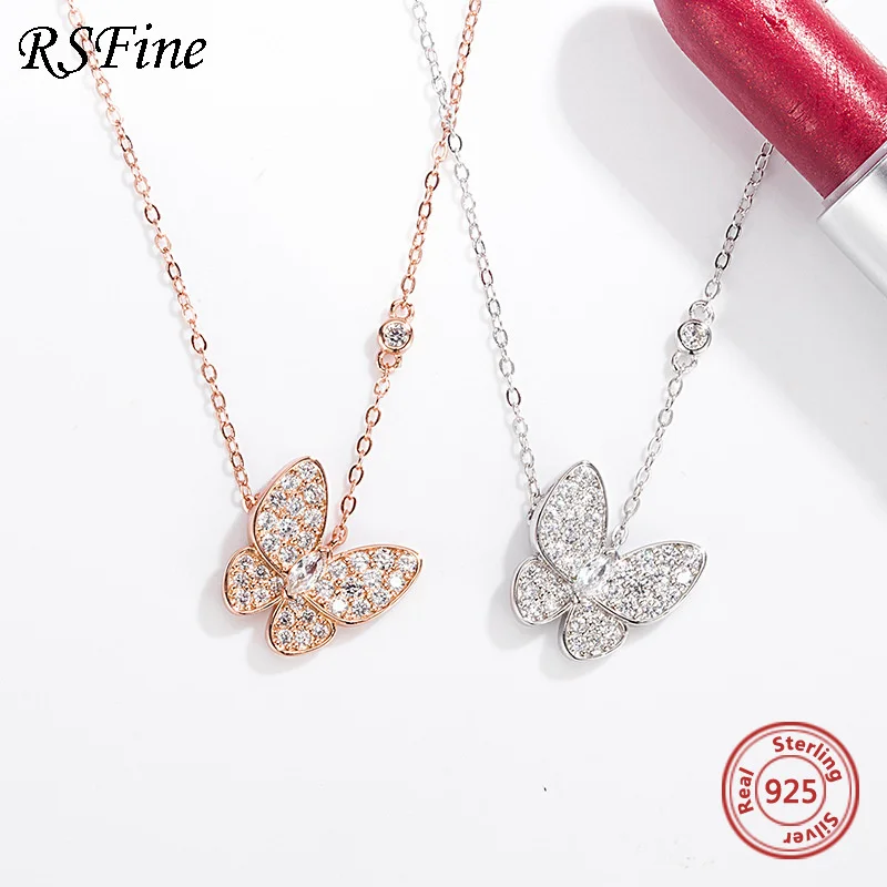 

925 Sterling Silver Butterfly Necklace exquisite original button For women net famous brand Fine jewelry wholesale Factory