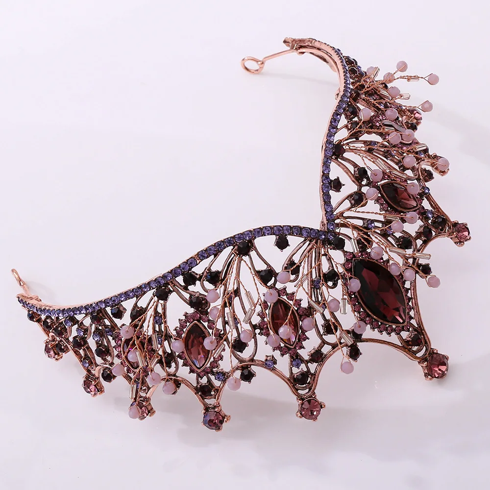 Барокко винтажные фиолетовые хрустальные бусины Искусственные черные