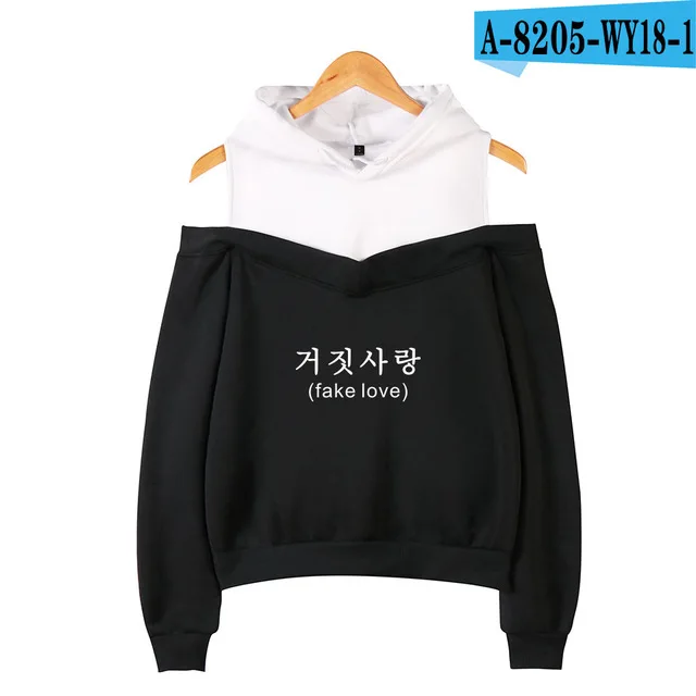 black Новая Мода Kpop Bangtan толстовка с капюшоном, толстовка IDOL You Can't Stop Me Love Myself, Женская толстовка Bangtan с капюшоном для мальчиков, толстовки с открытыми плечами - Цвет: black