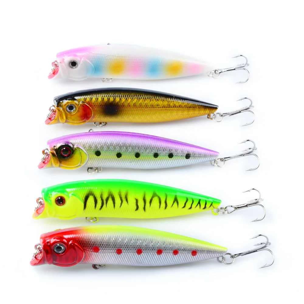 

5pcs 9.2cm/11.5g Popper Fishing Lures 3d Eyes Bait Crankbait Wobblers Tackle Isca Artificial Surface Bait