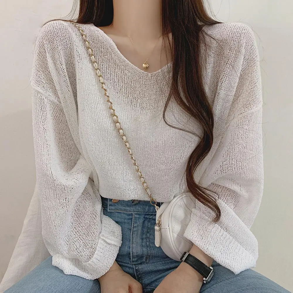 

New Female Sweater Women Winter Pullover Knitting Overszie Long Sleeve Girls Tops Loose Sweaters Knitted Outerwear Thin Sexy