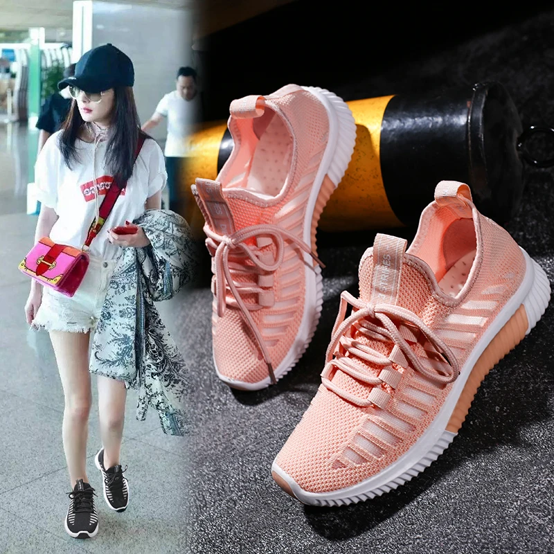 Кроссовки женские сетчатые на массивной платформе Спортивная дышащая обувь с