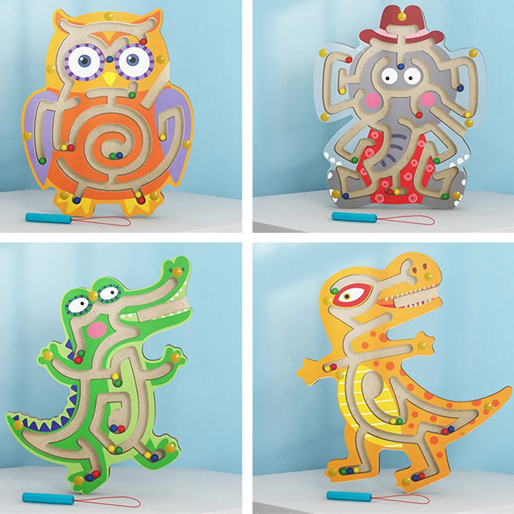 

Cartoon Animal Maze Magnetic Pen Puzzle Board Montessori Early Learning Logical Intelligence Educational Toys Fun Gifts Game