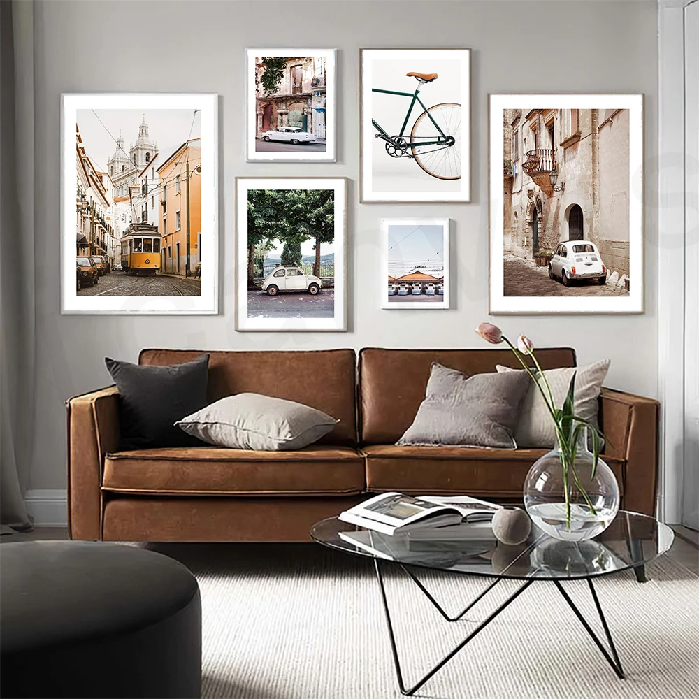 Винтажная картина на стену в виде автомобиля Картина холсте стиле старого