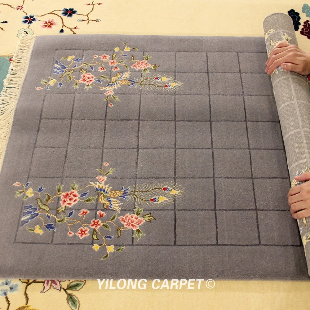 YILONG 3 'x 4 7' изысканный ручной вязки в китайском стиле серый ковер мягкий