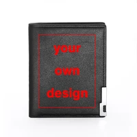 your own design brand logopicture cover printing men women leather wallet diy custom credit card holder short purse