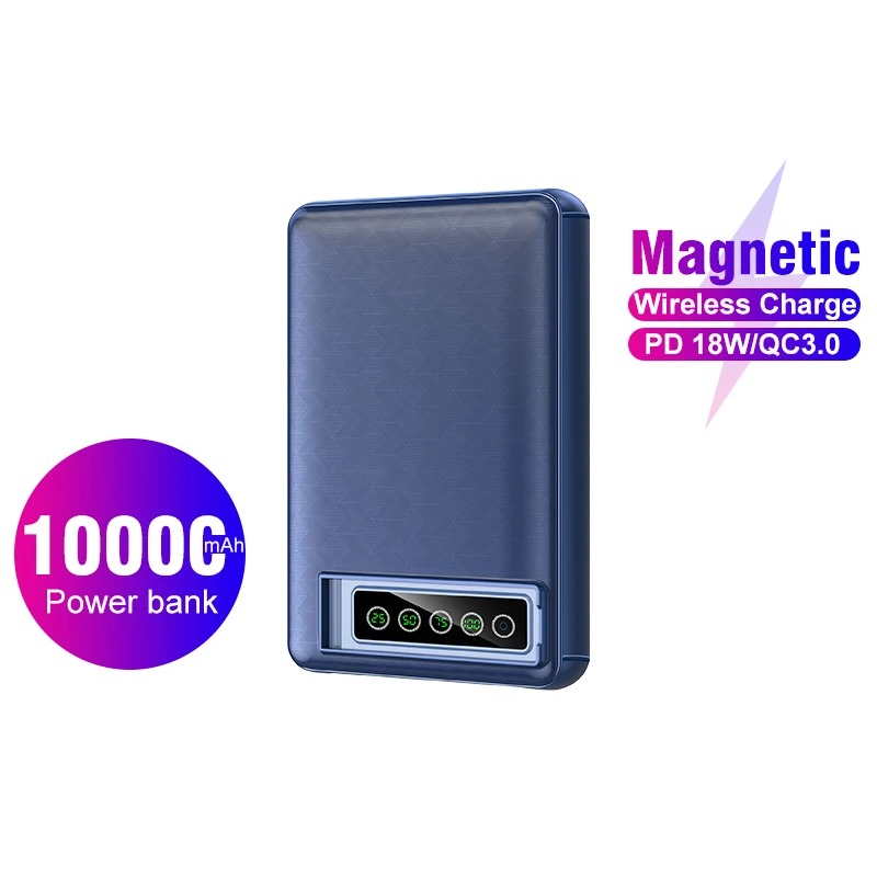 

Внешний аккумулятор, 10000 мАч, магнитный, с беспроводной зарядкой, для iPhone 12, pd 18 Вт