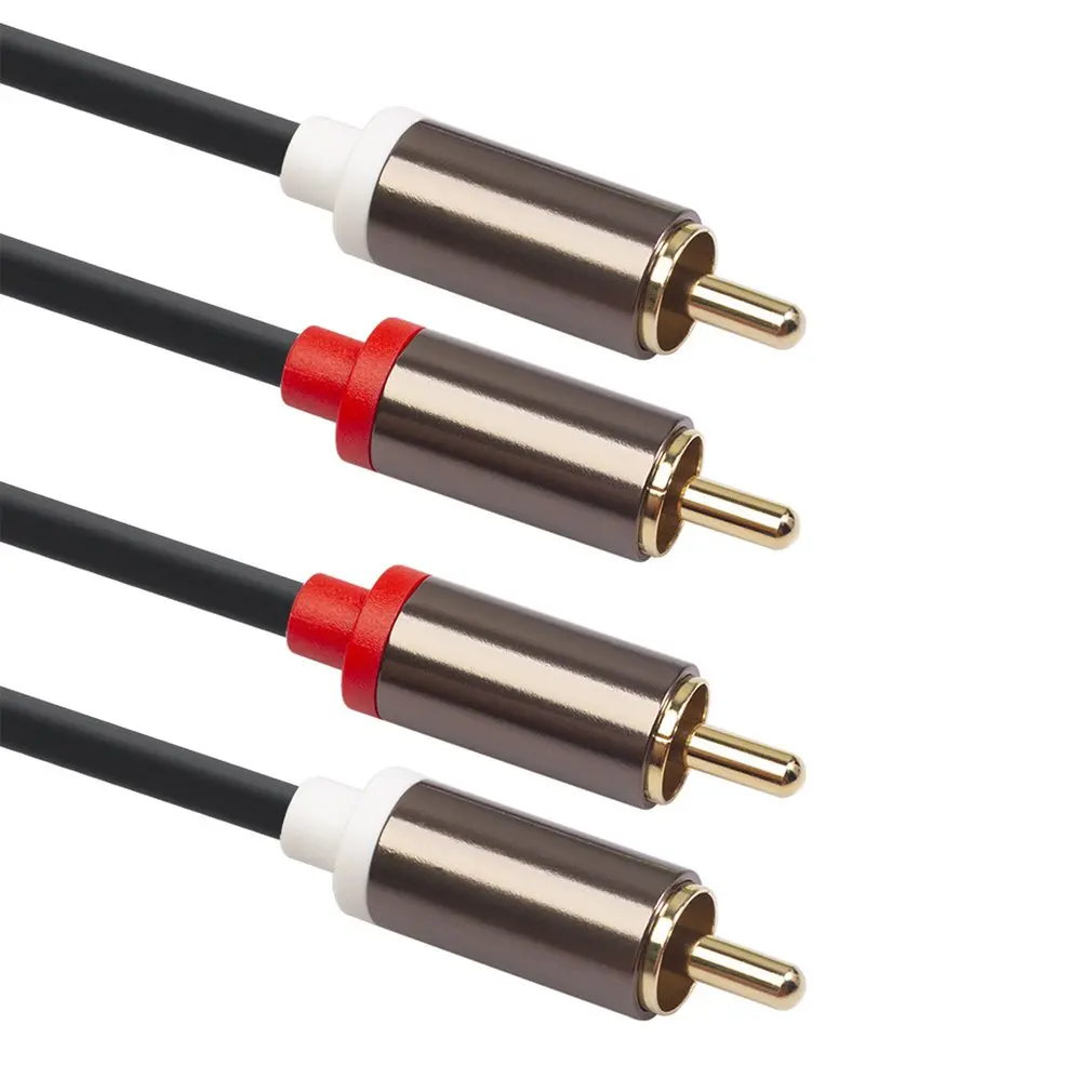 

New Aluminum Alloy Shell Copper Conductor Gold-plated Head 2rca Double Lotus Male To Male Audio Cable Composite RCA Cable