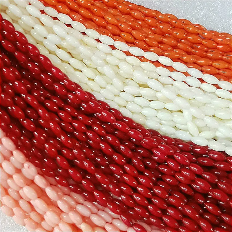 Модные овальные бусины 4*8 мм из кораллового риса россыпью высокого качества