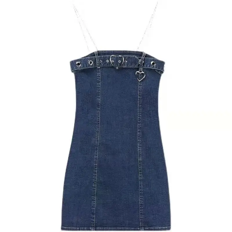 

Ladies Summer Dresses 2021 Chic Denim Dresses Women Sexy Jean Dress For Ladies Denim Waist Mini A-line Summer Clothes For Women