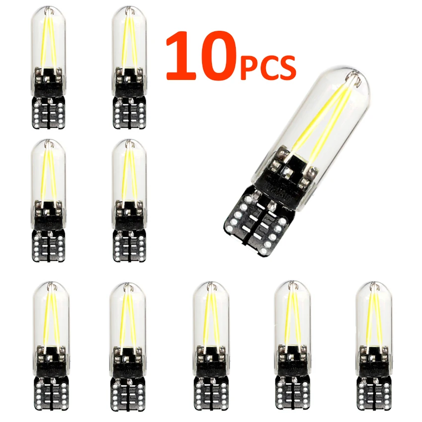 

10PCS T10 W5W LED car interior light COB marker lamp 12V 168 194 501 Side Wedge parking bulb canbus auto for lada car styling