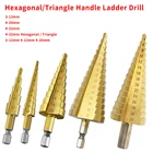 Сверло для отверстий шестигранное титановое ступенчатое Коническое сверло из быстрорежущей стали 4241 для листового металла деревообработки сверления электроинструменты 3-12 мм 4-12 мм 4-20 мм