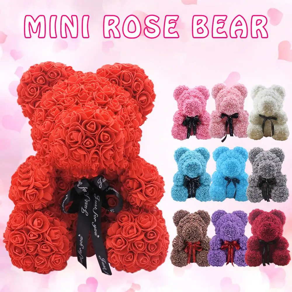 

100pcs 25cm Rose Bear Red Rose Teddy Bear Valentine's Day Gift Everlasting Flower Rose Flower Artificial Decoration Christmas