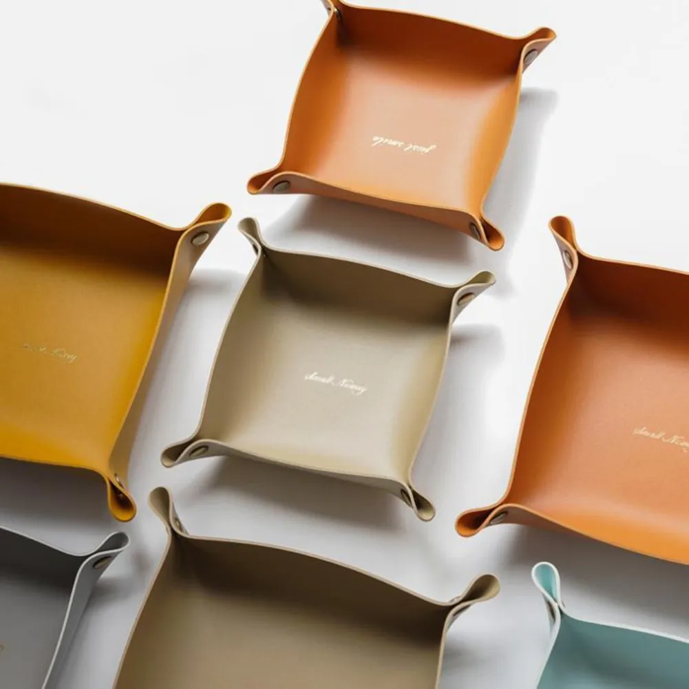 Поднос для хранения настольного ПК складной органайзер из искусственной кожи