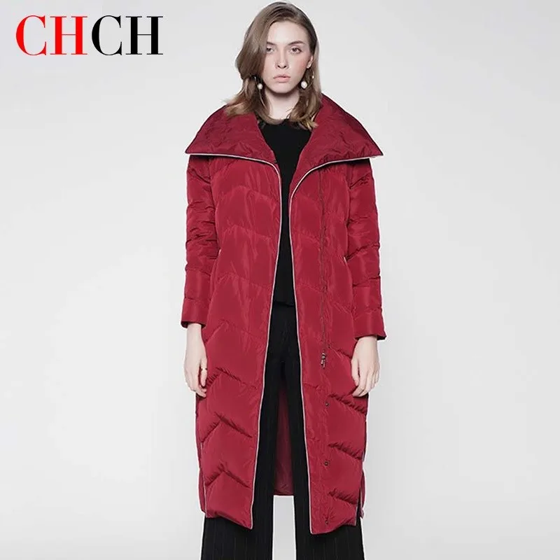 

CHCH Fashion 2021 New High Quality Winter Jacket Women Parker Thick Down Cotton Jacket Mid-long Outerwear Women Warm Winter Coat