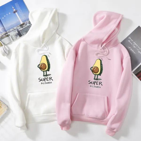 

Women Hoodies Letter Avocado Hoodies Hooded Long Sleeve Hoodie Casual Pullover Sweatshirt Fleece Harajuku Hoodies With Pocket