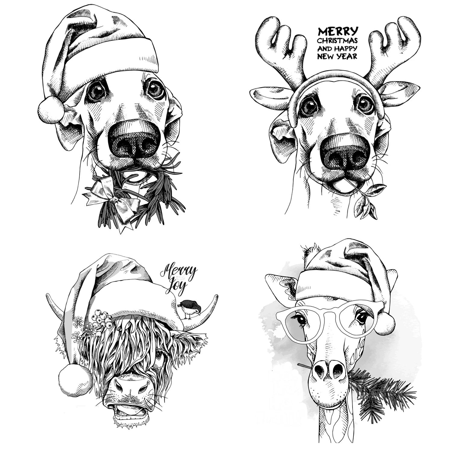 AZSG милые рождественские прозрачные штампы с животными собаками совами для