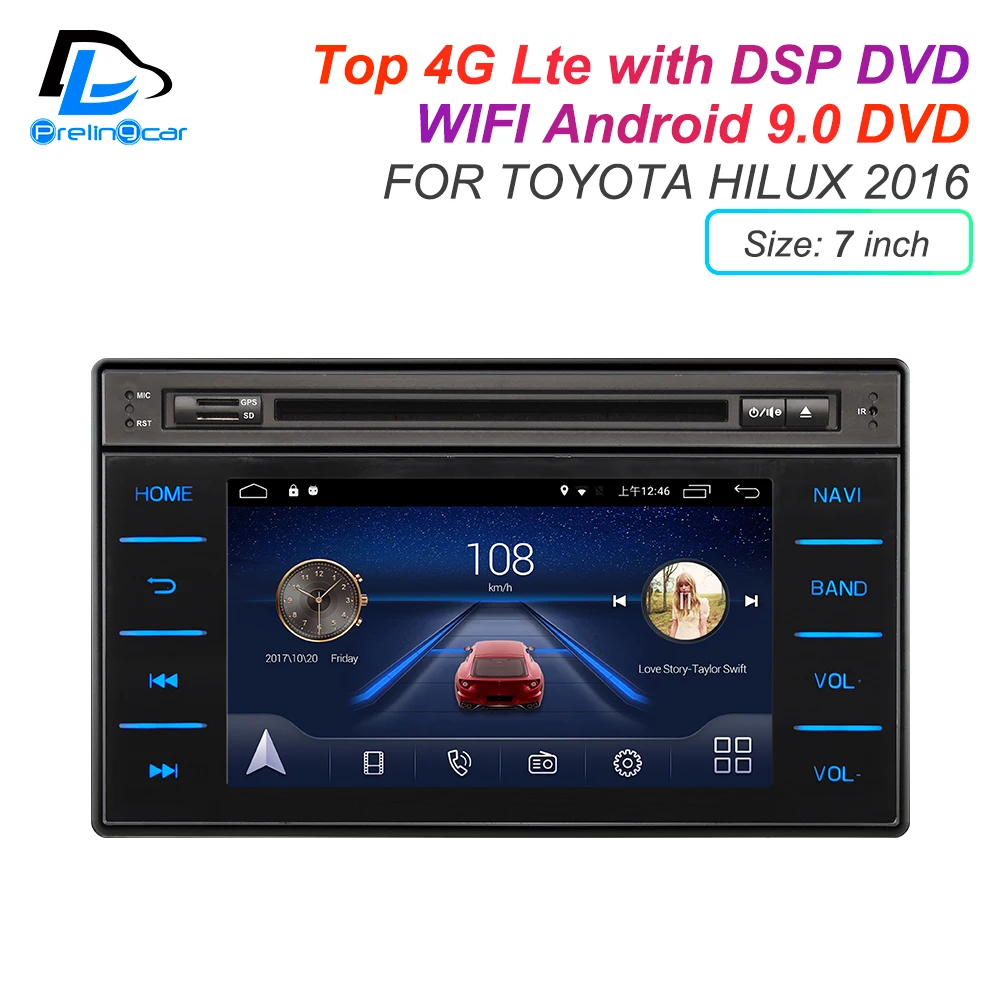 Android 9.0 DSP 4G Lte multimedia DVD player For TOYOTA Hilux 2016-2017 years headrest monitor radio stereo navigation system | Автомобили