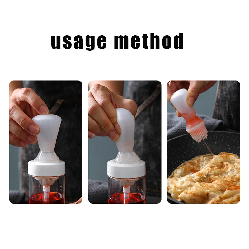 Горячая барбекю силиконовая бутылка со щеткой для смазывания маслом пресс-типа с