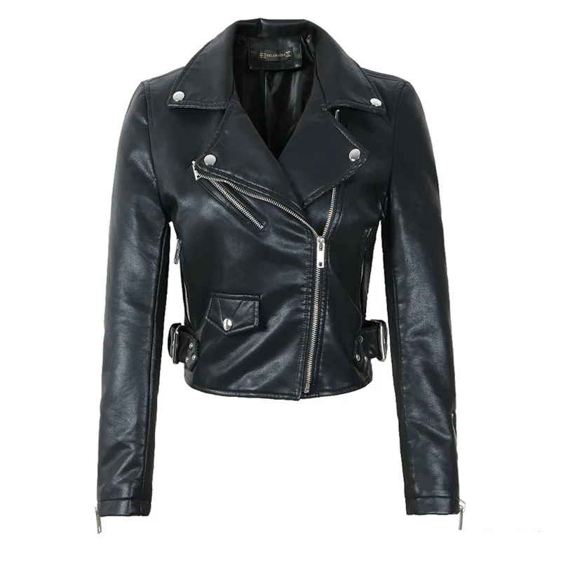 Женская мотоциклетная куртка Ly Varey Lin весенняя из искусственной кожи с заклепками