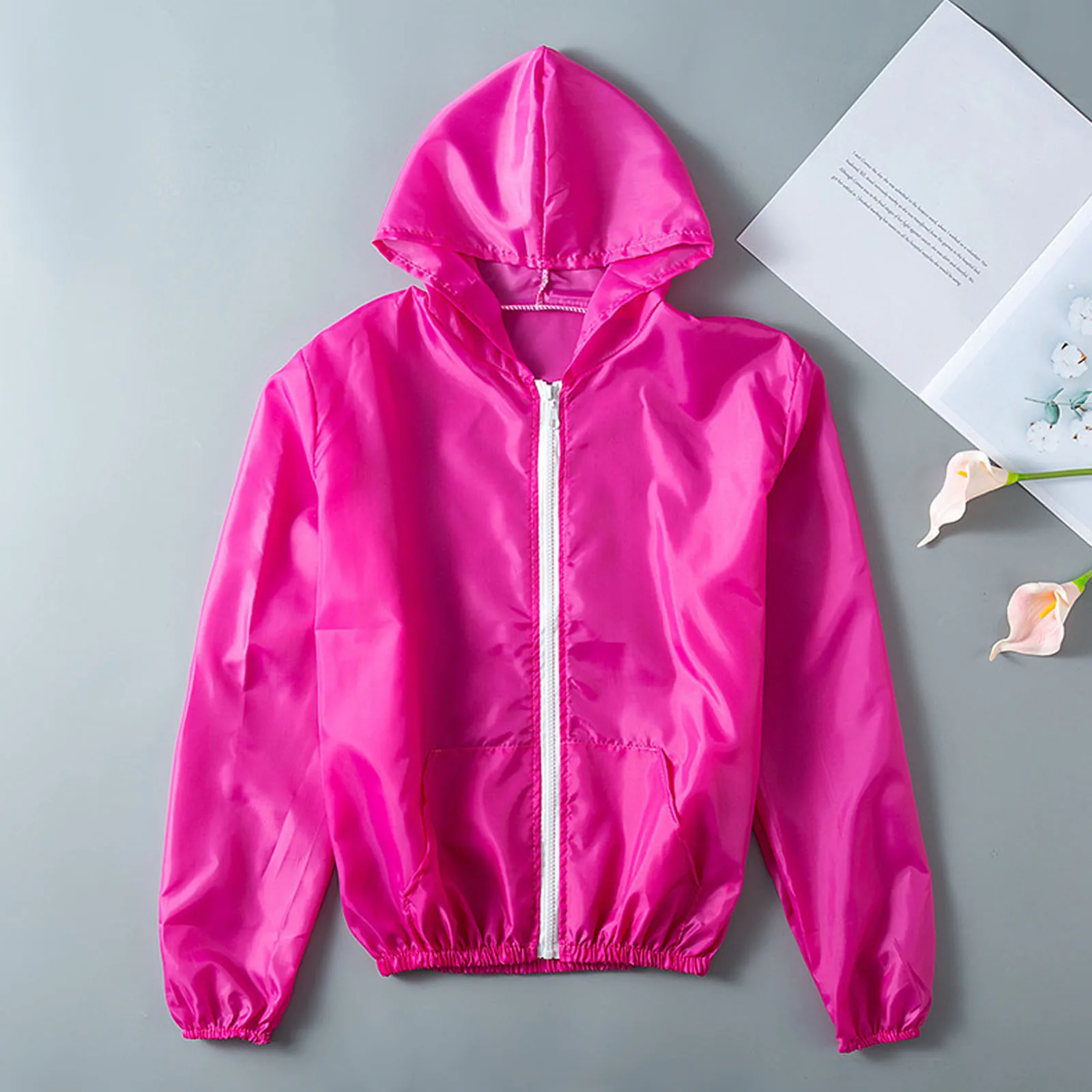 

Women Streetwear Hooded Zipper Jackets Solid Color Thin Transparent Windbreaker Sun Protective Tops Women Jacket Женское Y