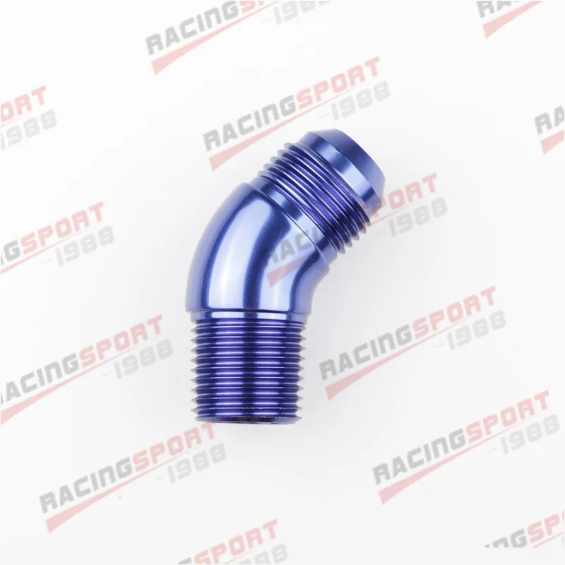 

AN8 8AN Male To 3/8" NPT 45 Degree Full Flow Adapter Fitting Aluminum Blue