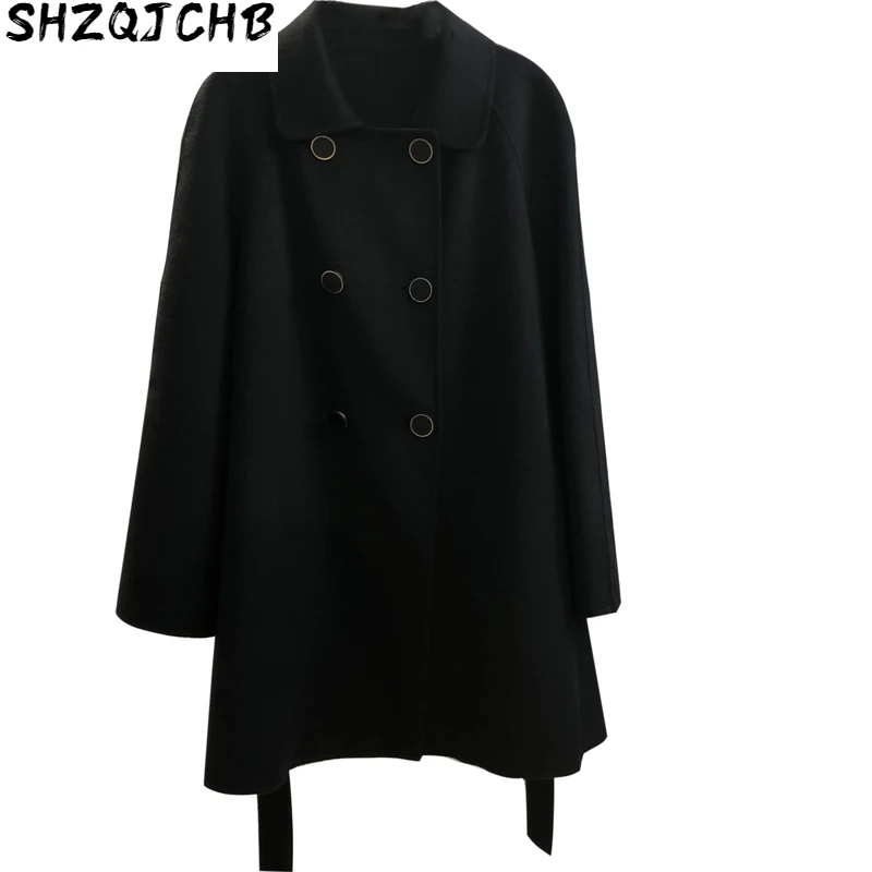 

JCHB 2021 Wool Coat Women Vintage Winter Coat Women Double Side Long Jacket Oversize Windbreaker Abrigos Mujer Invierno 19020 Y