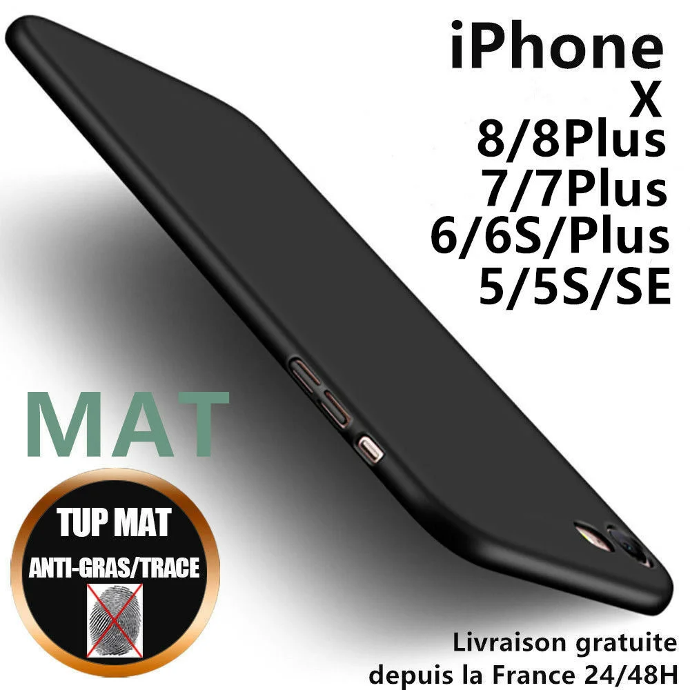 

Coque Silicone Mat Antichoc 6 7 8 Plus SE X XR XS MAX 11 Pro 12