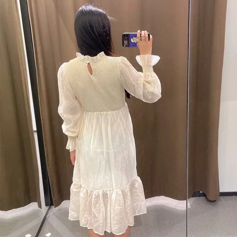 

2021 New lace butterfly button fluffy hem large autumn and summer evening dress for women