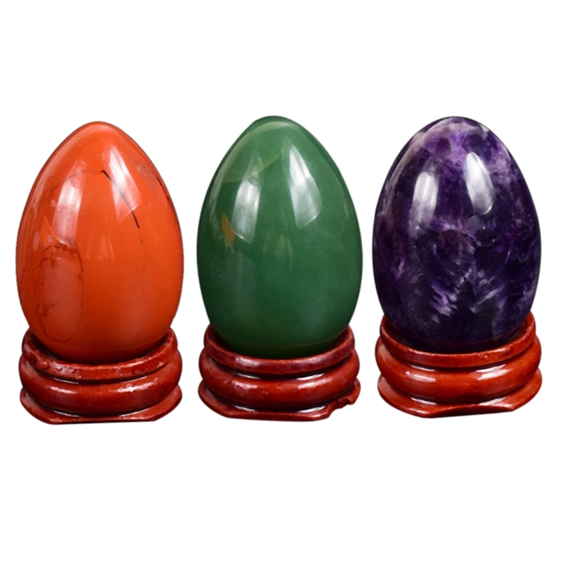 

Yoni Egg Natural Amethyst Massage Egg Wooden Base Crystal Mineral Ball Kegel Exercise Pelvic Floor Muscle Vaginal